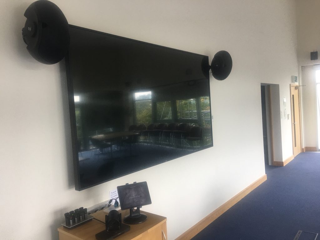 Internal office image of a wall mounted television