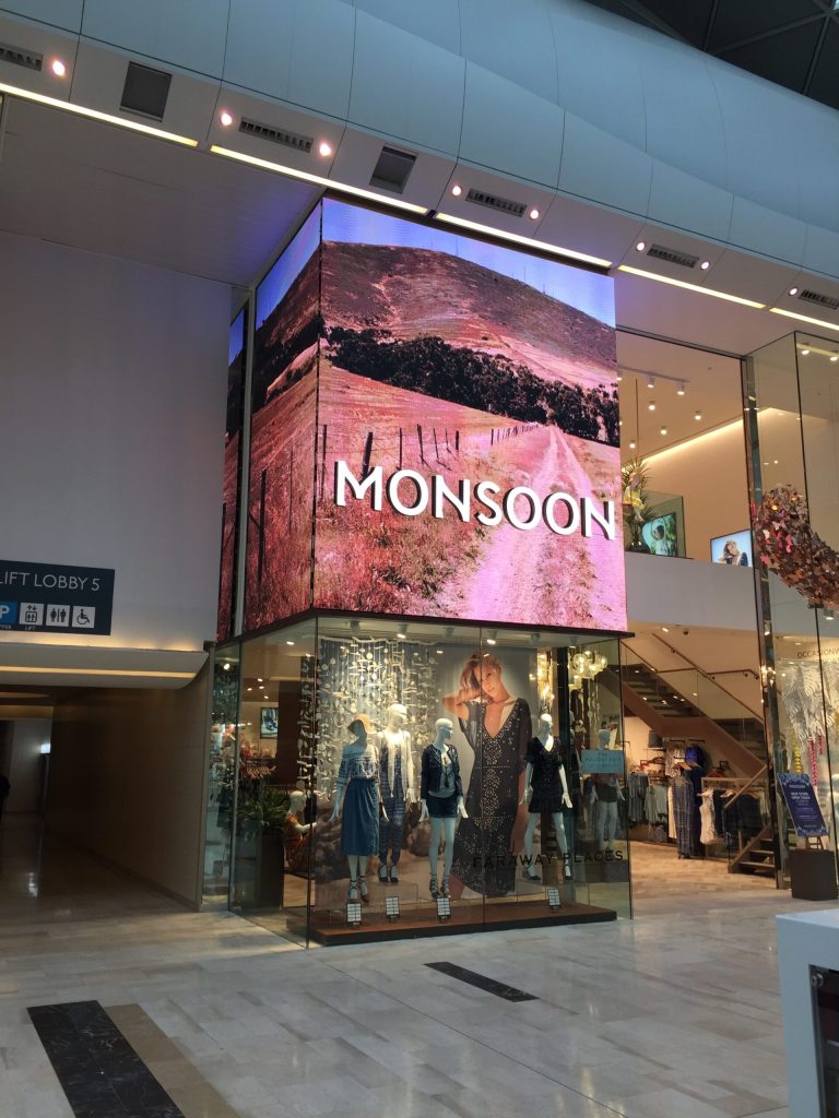 Two storey store front of a Monsoon store